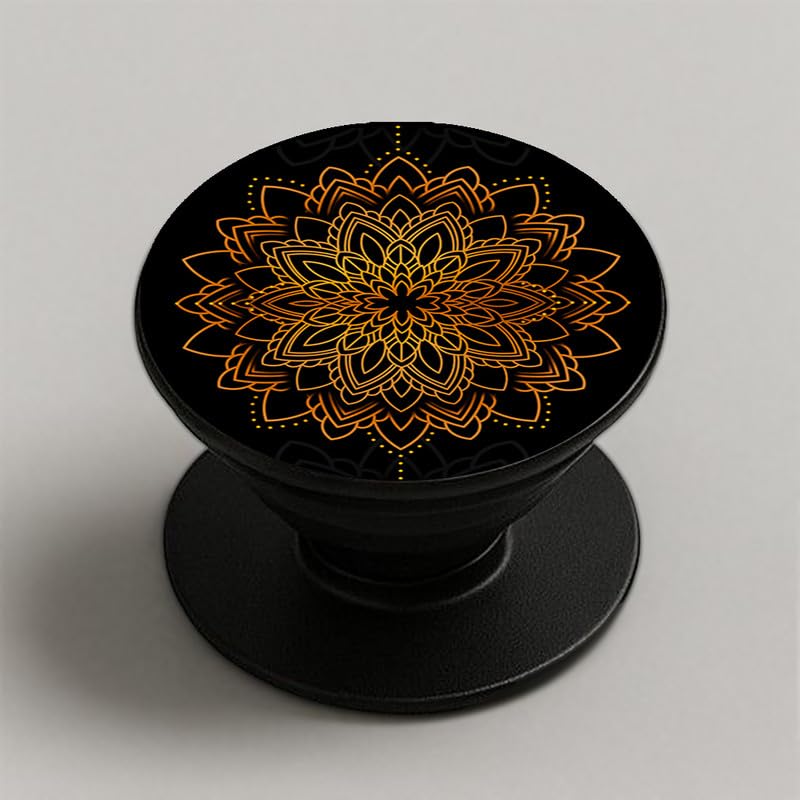 Image of Phone Case Holder | Expanding Kickstand, Mobile Phone Hold Grip for iPhone, Samsung, OnePlus & All Smartphones - Mandala (Golden Black)