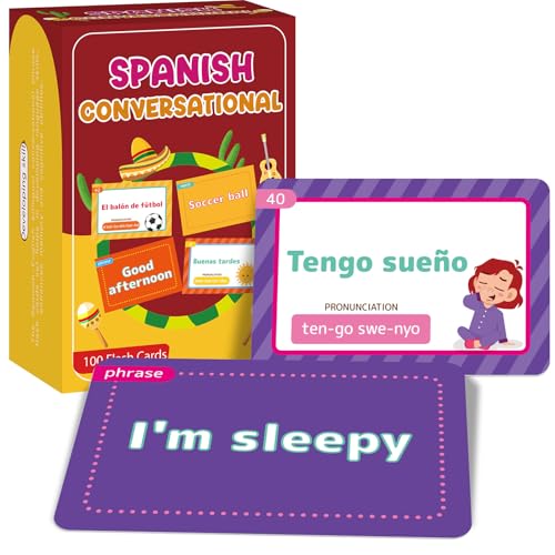 100 Spanish Conversational Phrase Flash Cards with Prounciation Educational Bilingual Language...