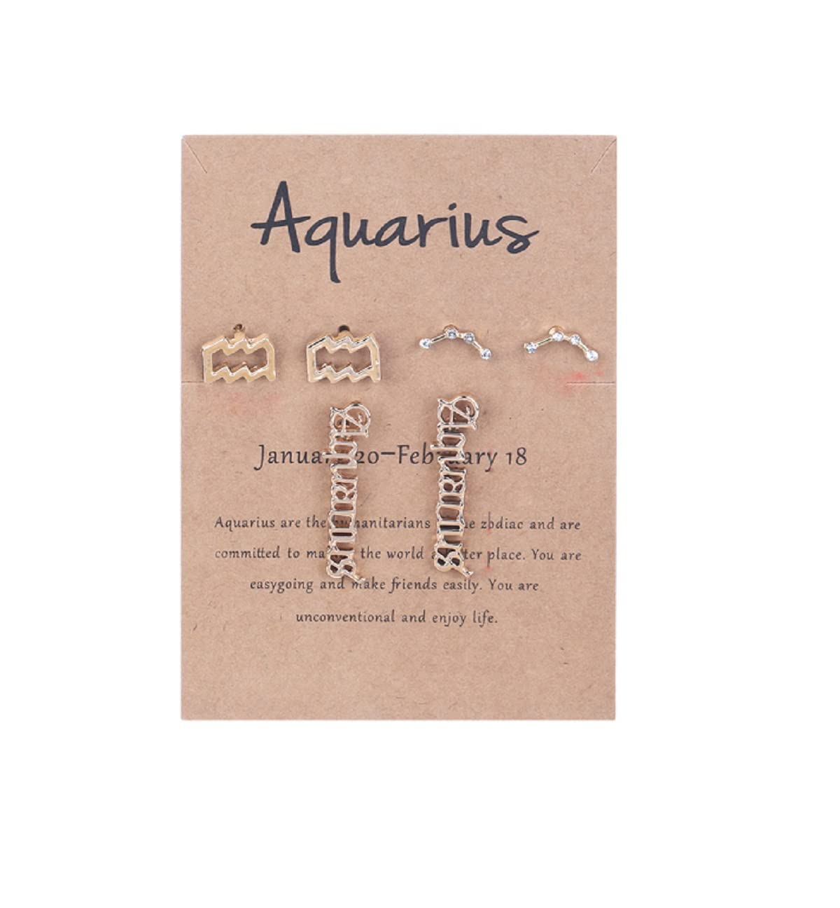 3 Pairs 12 Constellation Zodiac Sign Stud Earrings Star Astrology Horoscope Wish Card for Women Birthday Anniversary Friendship Jewelry