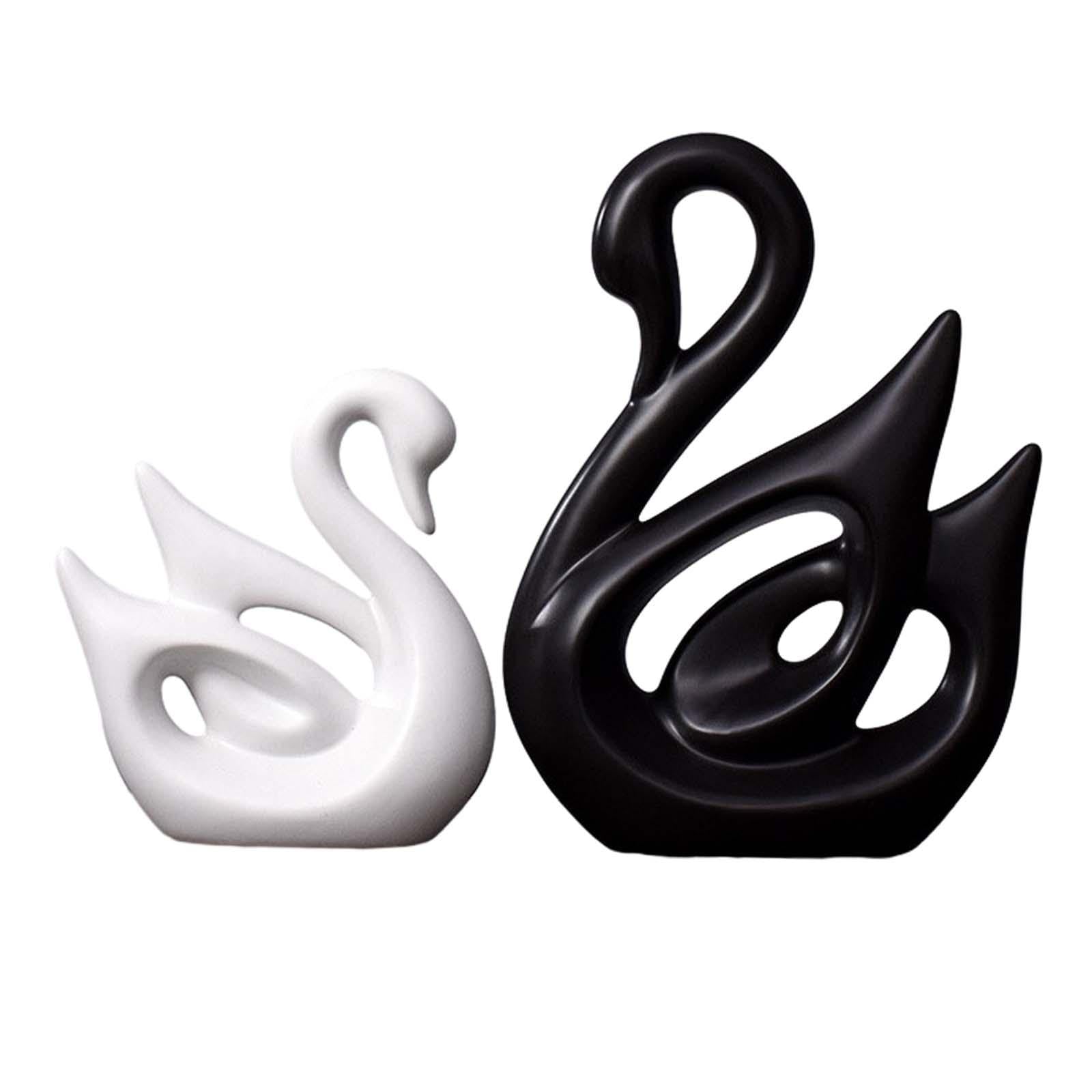 MagiDeal Figurines de Couple de Cygne en Porcelaine, 1 Paire, Sculpture, décoration de Bureau, Figurine d'animal élégante à Collectionner pour la décoration de