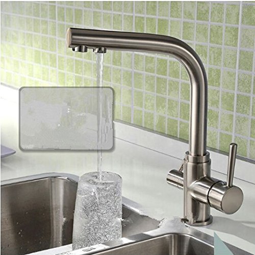 Robinet mitigeur de cuisine en laiton massif nickel brossé Gowe pour évier moderne