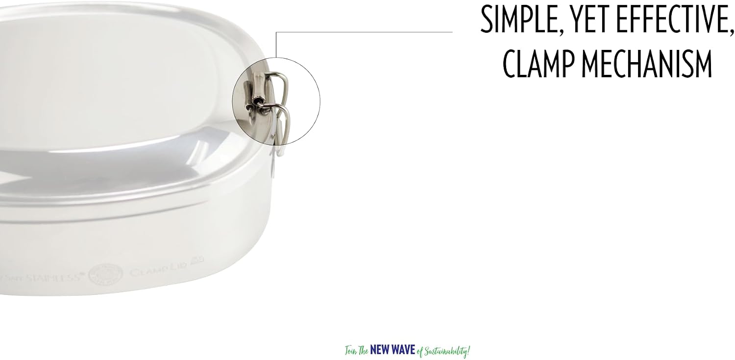 New Wave Enviro Stainless Steel Food Container with Clamp Lid, 26oz. Capacity, Easy Closing Lid, Chrome Finish image 4