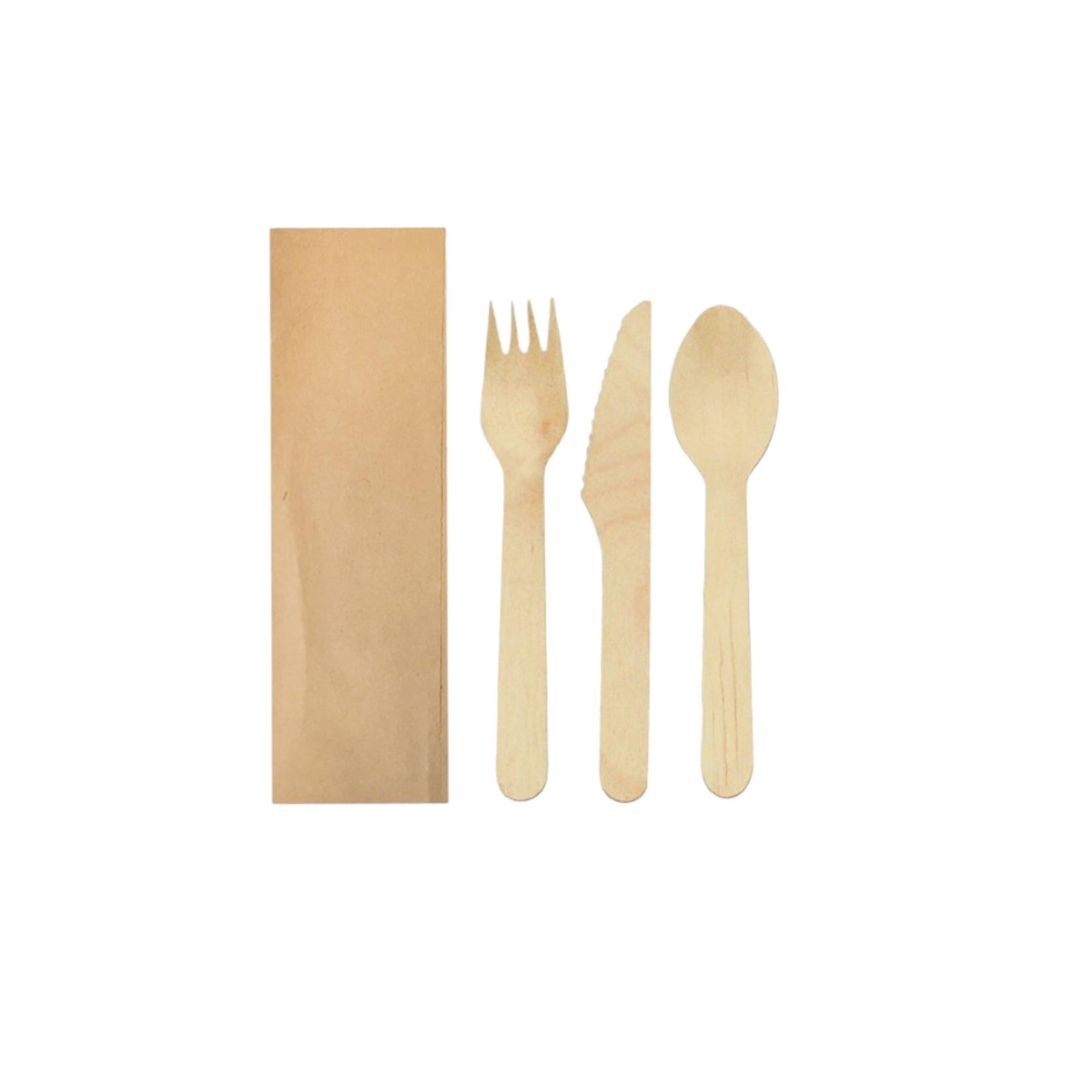 100 sztuk TRIS - zestaw drewnianych sztućców 160mm