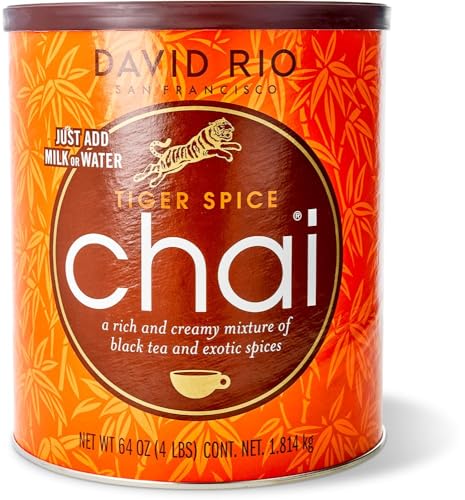 David Rio® Chai Tee Pulver Tiger Spice Chai (1814g) - Würziger Schwarztee mit Zimt, Kardamom, Ingwer & Nelken - Perfekt für aromatische Chai Latte & Eistee - Unterstützt bedrohte Tierarten - Gewürztee