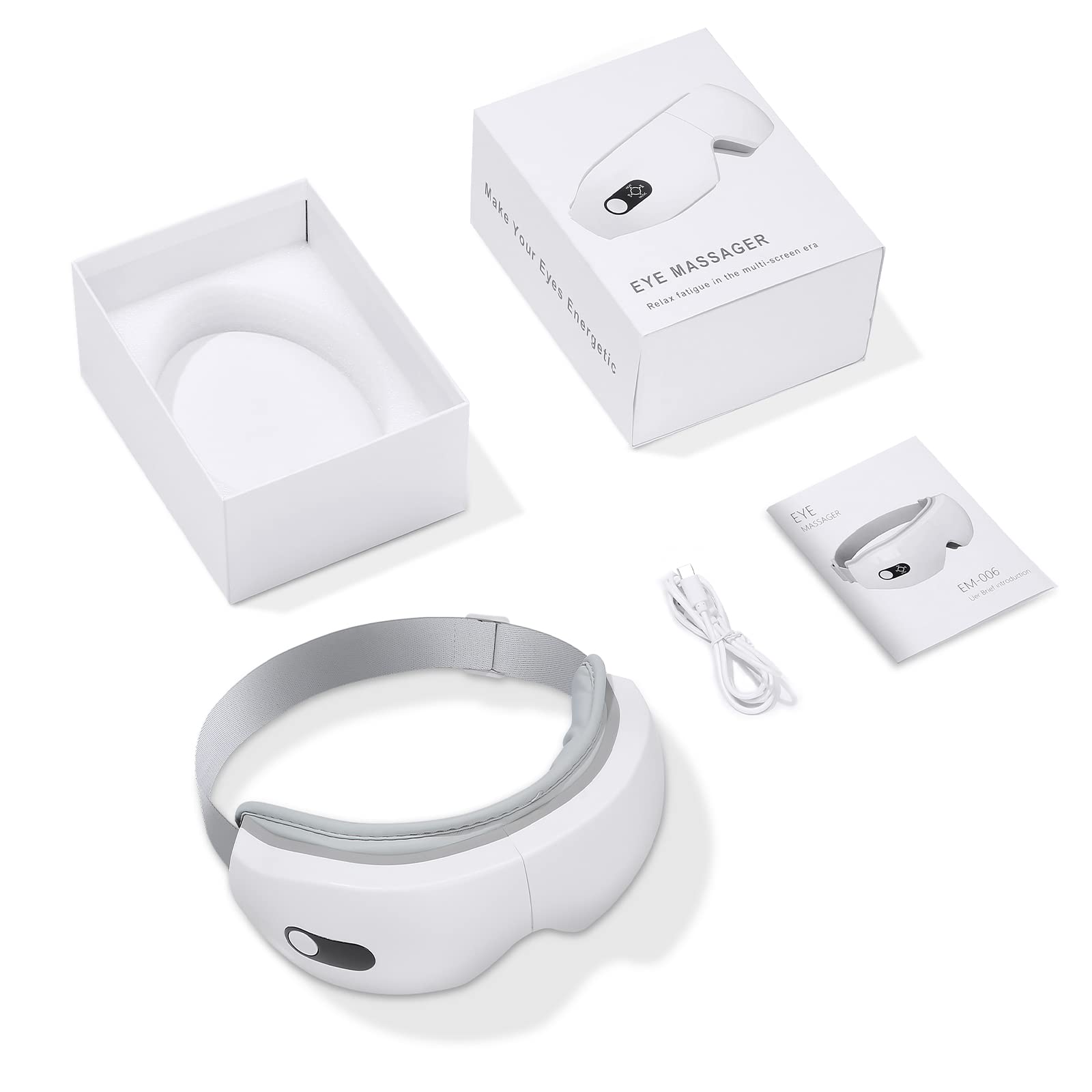 NOWWISH Augenmassagegerät mit Wärme, Vibration und Bluetooth-Musik zur Linderung von Migräne-Kopfschmerzen, schnurlose beheizte Augenmaske mit 6 Massagemodi, Entspannung, Muttertagsgeschenke für