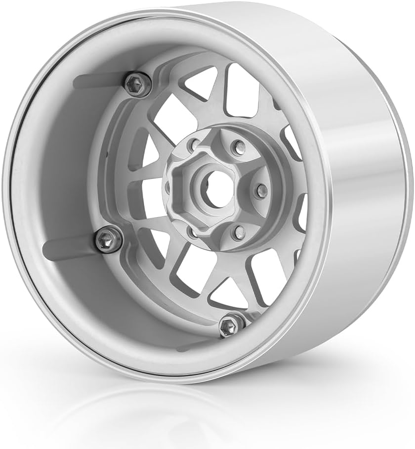 MOHERO 2.2 inches RC Beadlock Wheels/Rims for 1/10 Scale Rc Crawler Car Wraith 90018 Pack of 4 (Silver)