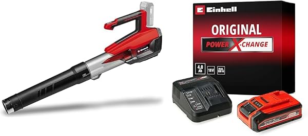 Souffleur de feuilles sans fil 18V Power X-Change, moteur sans charbon, variateur de vitesse, batterie 4,0Ah PLUS et chargeur