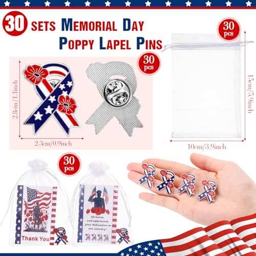 Image of Tondiamo Patriotic Veterans Poppy Lapel Pins Gift Bulk with Memorial Day Thank You Cards Flower Brooch Badge Soldier Souvenir