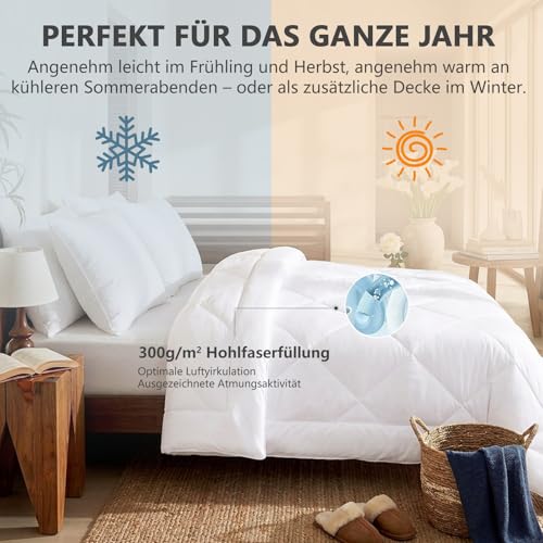 CozyLux Bettdecke 155x220 cm Weiß für 4 Jahreszeiten – Ansicht 3