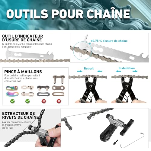 DURATECH Kit d'Outils de Réparation pour Vélo 41 pièces avec Mallette – vue 4