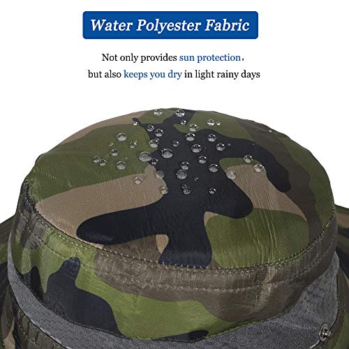 Image of ZLYC Mens Waterproof Camo Sun Hat Wide Brim Packable Outdoor Mesh Fishing Bucket Hats