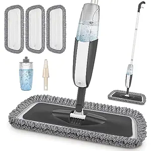 Microfiber Spray Mop for Floor Cleaning - MANGOTIME Floor Mop Dry Wet Mop for Hardwood Laminate Tile Wood Floor Cleaning Kitchen Dust Mop with 3 Washable Pads 1 Refillable Bottle 1 Scraper