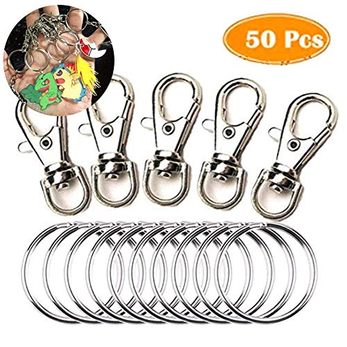 Curved Lobster Clasps Metal Swivel Lanyard Snap Hook with Key Rings,TV Remote Key
