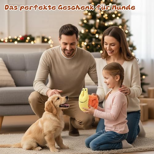 Nilioyul Schnüffelspielzeug Hundespielzeug, Hund Intelligenz Unzerstörbar Quietschend Interaktives Stoffspielzeuge Gelb Schneckenform Futtersuche Instinkt Training, für Große Mittlere Kleine Hunde