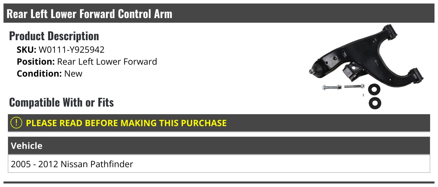 Amazon.com: Rear Left Driver Side Lower Forward Control Arm