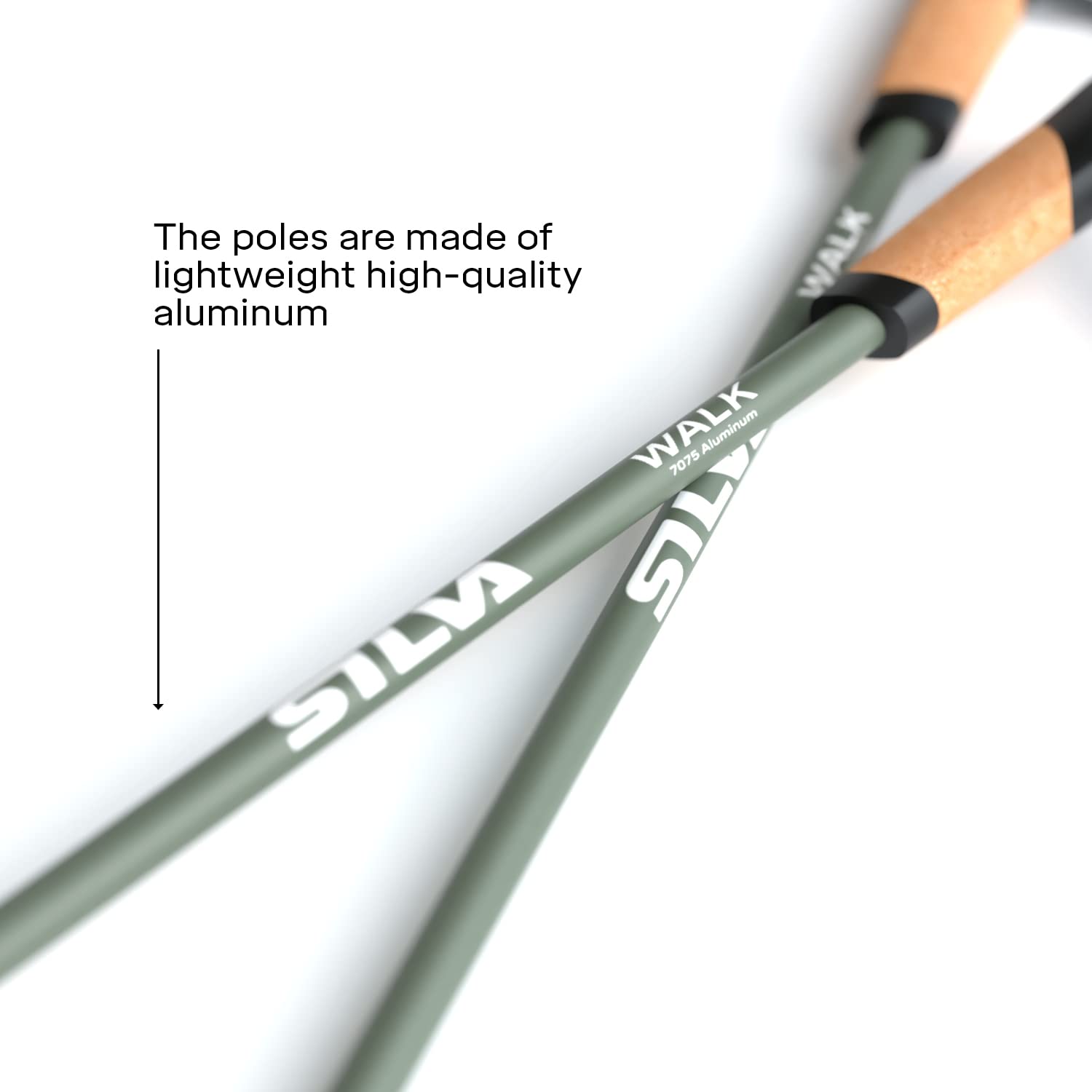 Silva Walk Poles Aluminum Cork telescópicos 2 secc. par, STOCK, 38123