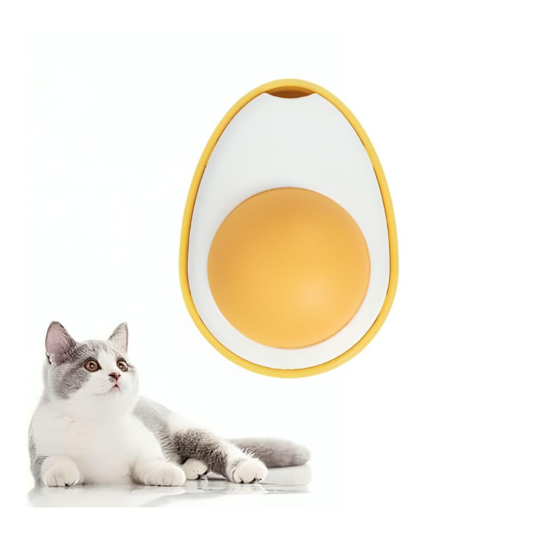 Catnip Toy 1pcs | 360° Rotating Wall Toy for Cats | Natural Catnip Mint | Teeth Cleaning, Hairball Control & Chewing | Edible Licking Pet Toy (Random Colour) (Egg Shaped)