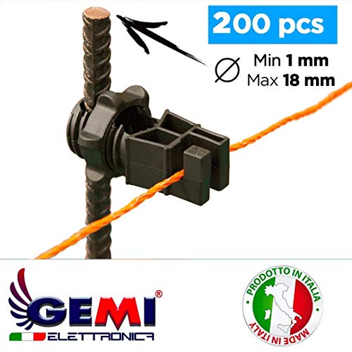 Gemi Elettronica Isolateur pour clôture électrique clôture électrifiée pour piquets en Fer 200 Pieces pour Animaux sangliers Chien Vaches Chevaux porcs Poules