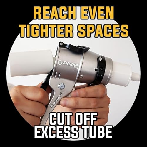 SILIGUN™ PRO Compact 24:1 Caulking Gun - No Drip Caulk Gun - Patent Design - Lightweight Aluminum Frame - Works with all 10 oz Tubes (SILIGUN PRO Scraper Kit)