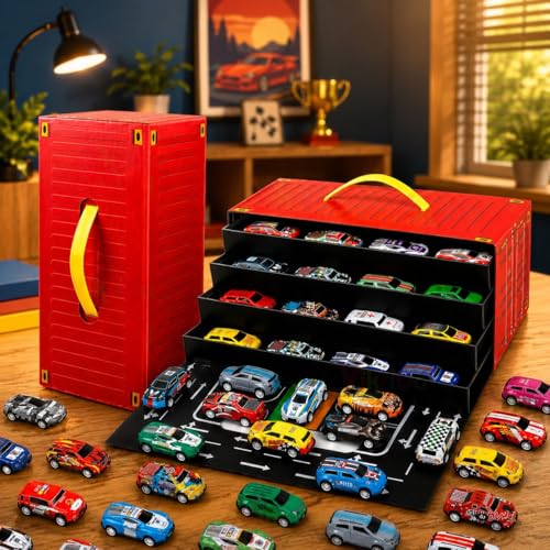 Image of VikriDA 48-Piece Pull Back Car Toy Set for Kids 3+ Years, Mini Racing Cars Bulk Pack, Friction Powered Pull Back Vehicles, Educational Learning Toys, Birthday Return Gifts for Boys & Girls