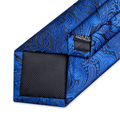 Image of DiBanGu Mens Paisley Tie Sets Silk Jacquard Woven Floral Necktie and Pocket Square Cufflinks Wedding Business Party