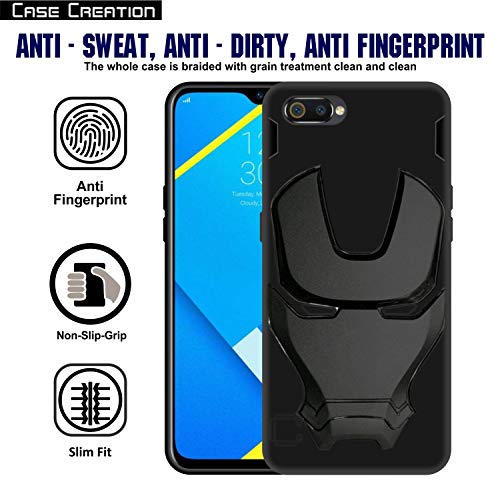 Image of COVERLY Official 3D Touch Feel Trending Real Hero Avengers Logo Mask Soft Rugged Grip TPU Iron Man Super Power Cartoon Movie Silicone Matte Strong Back Cover for Oppo A1k (2020) -HD Black Avenger