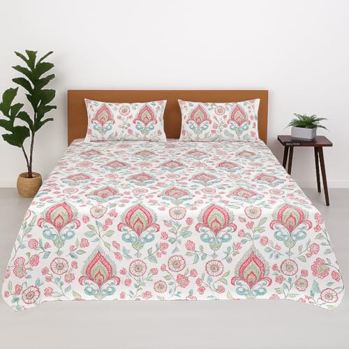 Bhoomi Impex Double Bed Bedsheet Set – Teja Print Microfiber Bedding with 2 Pillow Covers – Soft Brushed Fabric (225 x 250 cm) – Ideal for Home Décor & Gifting