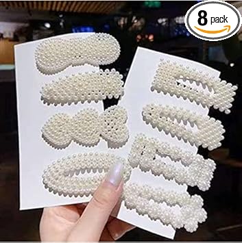Bajirao enterprises 8 Piece Korean Style Pearl Hair Clips Large Hair Clips Pins Barrette Hair for Women Girls Fashion Hair Accessories Hair Accessories set