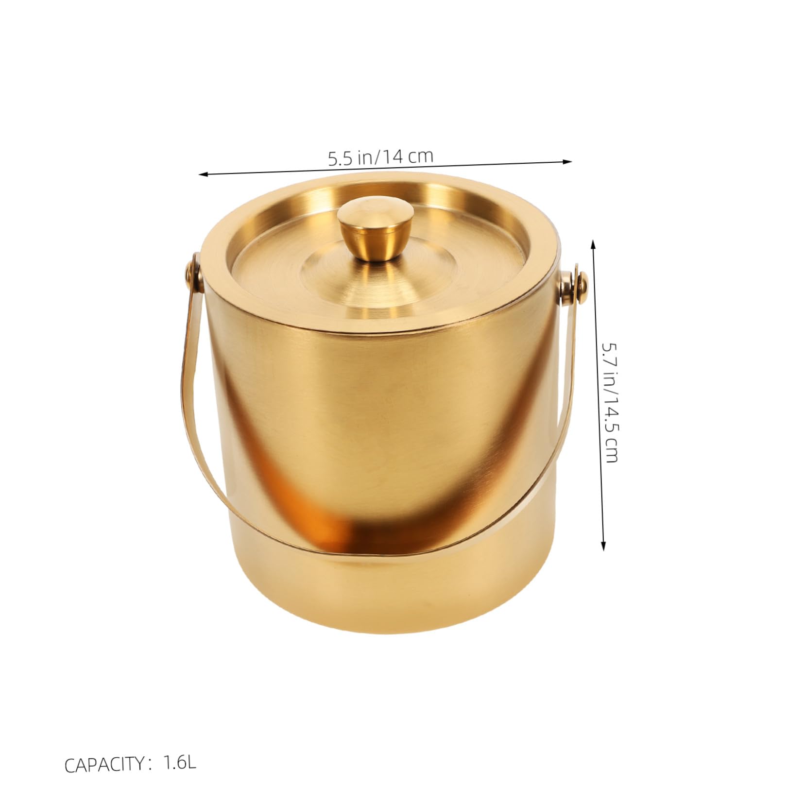 Eiswürfelbehälter zur Kühlung von Bier und Cocktails aus Edelstahl 1,6 L und Deckel mit Doppelwandiger Isolierung Tragbarer Eimer für Zuhause und Ktv