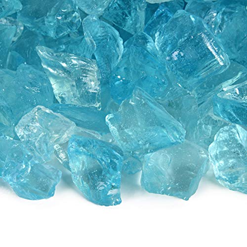 Teal Lagoon - Crushed Fire Glass for Indoor and Outdoor Fire Pits or Fireplaces | 10 Pounds | 1/2 Inch - 3/4 Inch