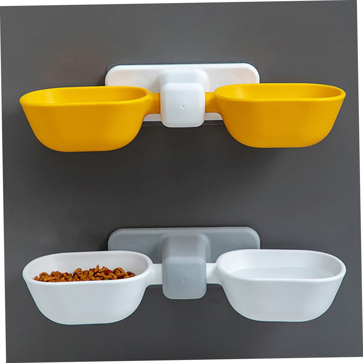 Gamelles pour Chats Surélevées Design Unique et Autocollant Transparent 2 Pièces en Plastique Protection du Cou pour Alimentation et Hydratation Pratiques