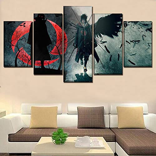 SFXYJ 5 Panel Anime Naruto Itachi Uchiha Picture Modern Artwork Wall Home Decorative Canvas HD Printing Types Modular Painting,B,40Ã—60Ã—2+40Ã—80x2+40Ã—100Ã—1