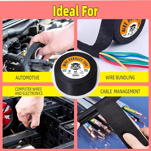 Image of Breliter Wire Harness Tape - 2Pack High Temp Wiring Harness Self-Adhesive Auto Electrical Cable Fixed Tape Noise Damping Protection Insulation Tape - 3 /4 Inch Wide 100 Feet Long Total