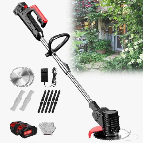 Cortacésped eléctrico, 1880 W, multifuncional, inalámbrico, con poste telescópico y mango antideslizante, potencia de 24 V/2.0 Ah