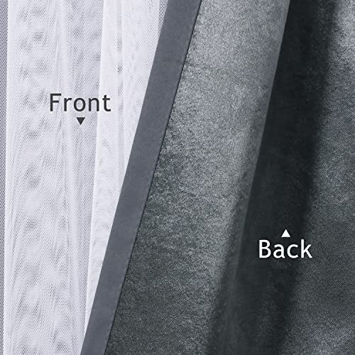 Bonzer Grey Blackout Curtains With White Sheer Voile Double-Layered Mix And Match Curtains Grommet Curtains For Living Room, Grey, 52X84 Inch, Set Of 2 Panels #TOP6