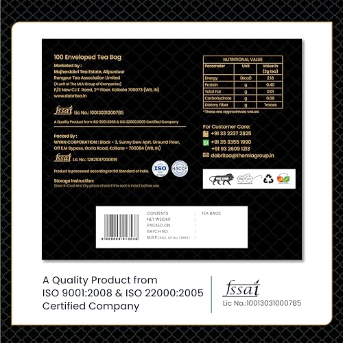 Image of Dabri Earl Grey Black Tea 100 Double Chamber Dip Tea Bags|Premium Black Tea With Pure Natural Bergamot Extract|Refreshing and Hydrating|No Preservatives|Garden to Cup (100 Tea Bags)