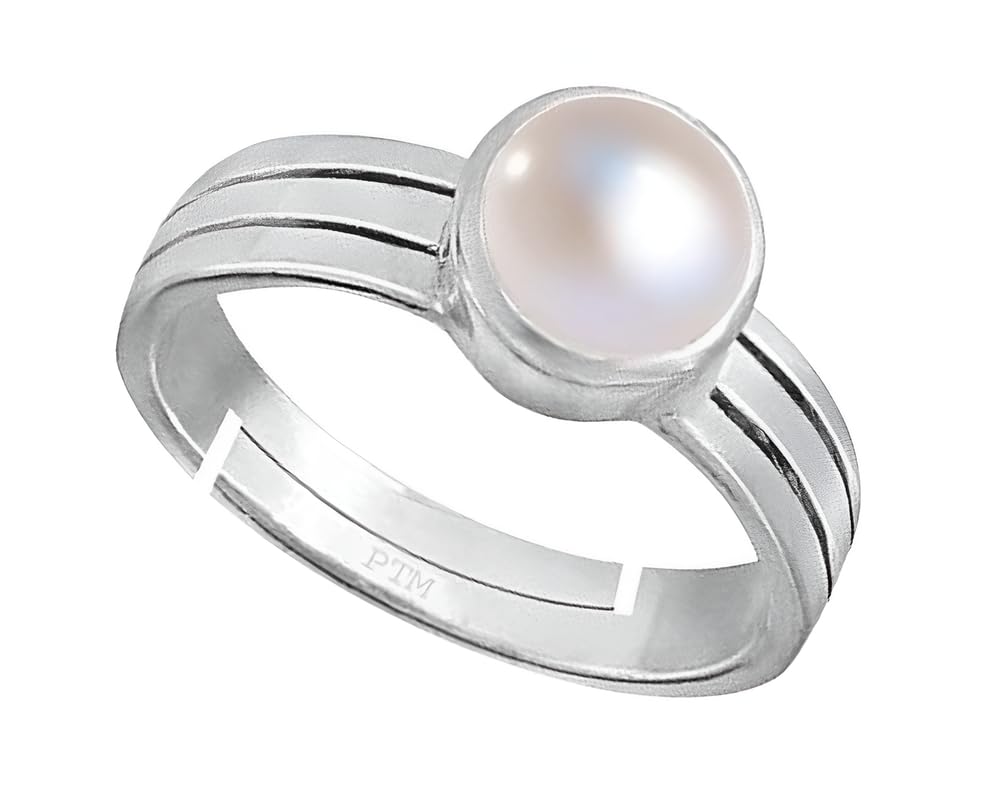 ptm Pearl/Moti 3.25 Ratti or 3 Carat Astrological Certified Gemstone Pure Sterling Silver/925 bis Hallmark Adjustable Ring for Men & Women - fba2325-picture-33