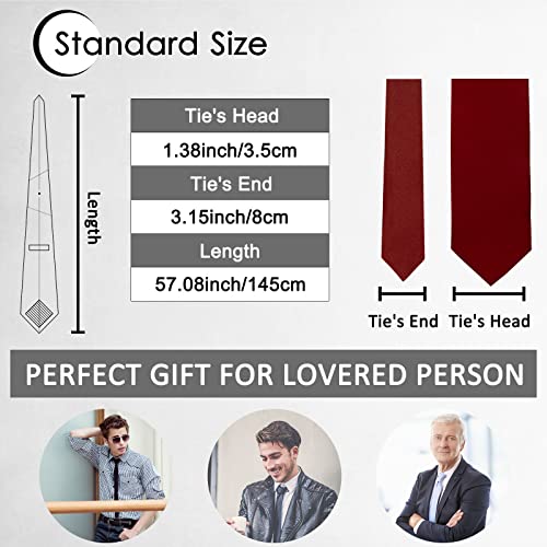 Image of Luckyvestir Mens Tie Solid Satin Neck Ties 3.15'' Formal Necktie for Wedding Business Christmas Father's Valentine's Day Gift