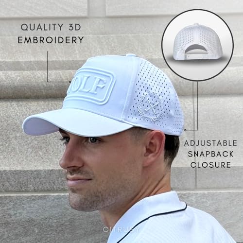 Image of CITRUSY Athletic Trucker Golf Hat | Performance Mens 5 Panel Cap | Cool Breathable Waterproof Workout Running Snapback