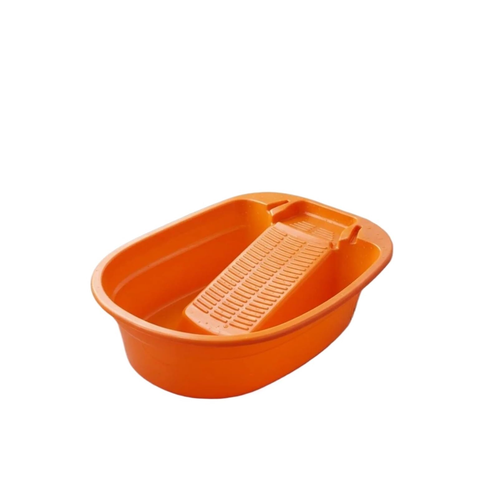 Antislip Washboard Basin Plastic Wash Tub with Integrated Washboard Thickened and 2 in 1 Design Large Capacity(Orange)