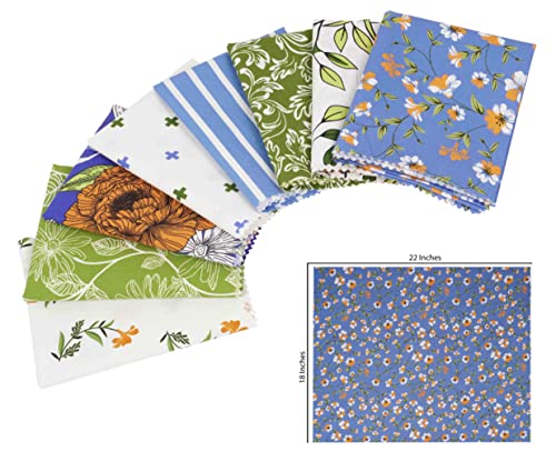 Tissu patchwork coton Soimoi lot de 8 coupons prêts à coudre imprimé fleurs