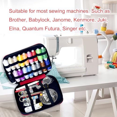 Image of Sewing Kit with Case Portable Sewing Supplies for Home Traveler, Adults, Beginner, Emergency, Contains 18 Sewing Thread, Scissors, Needles, Measure etc,Bright Christmas Red