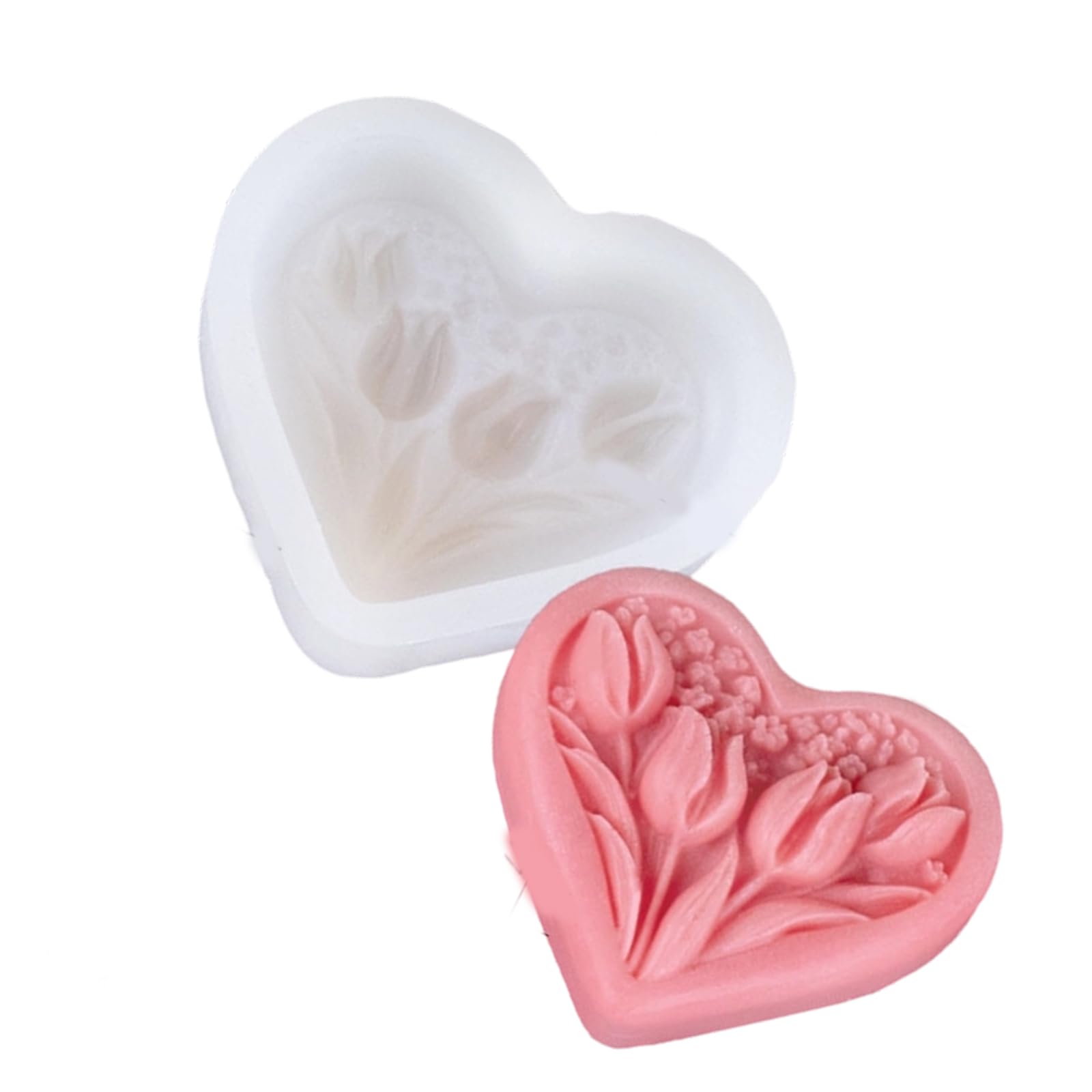 alloneslife Heart Tulips Silicones for Scented Soap Making, Creative Homemade Craft Valentines Creative Homemade Craft Valentines