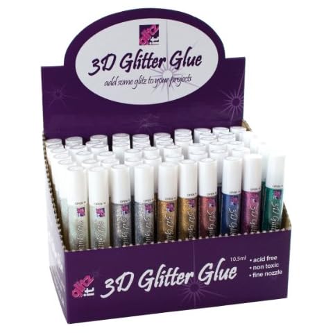 Glitz it 60-Piece 3D-Glitter Glue Pen Dispenser, Assorted Colours Cover