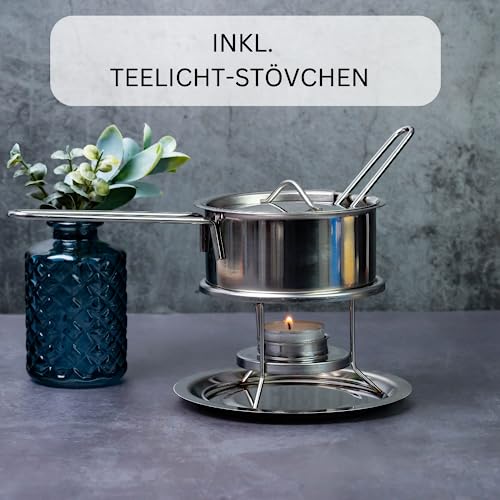 Westmark Butterpfännchen/Soßenwärmer, Mit Deckel, Soßenlöffel und Stövchen, Rostfreier Edelstahl, Farbe: Silber, 62262260 – Bild 6