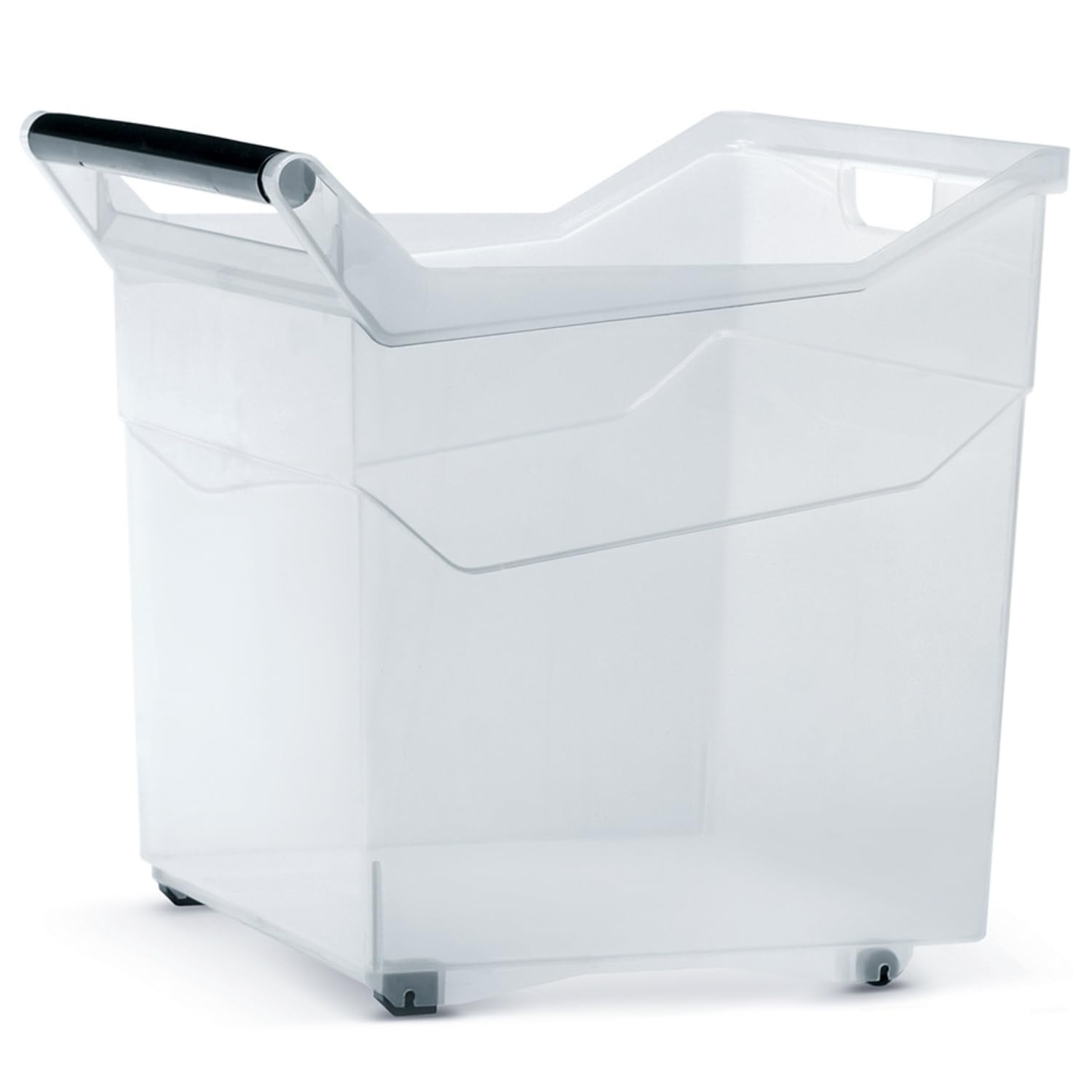 B2C Plastic Storage Box Boxes Handles Wheels Container Home Kitchen Office Box Toys Organizer Portable Sort Bin Storing Tub Warehouse Clear See-through (Style 7)