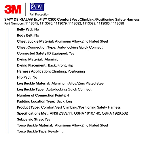 Image of 3M DBI-SALA ExoFit X300 Comfort Vest Climbing Positioning Safety Harness