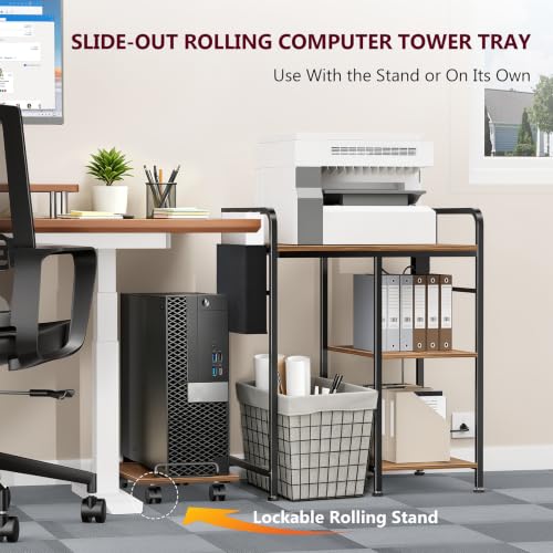 Image of Large Printer Stand with Storage: 24x18 Inch Printer Table for Home Office