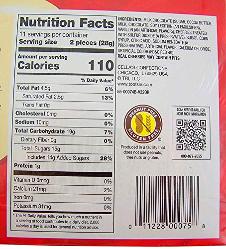 Cellas Dark Chocolate Covered Cherries 22 Count, 11 Ounce