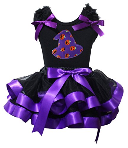 Vestido de calabaza con sombrero de bruja morado y falda de pétalos cómoda de recién nacido a 8A